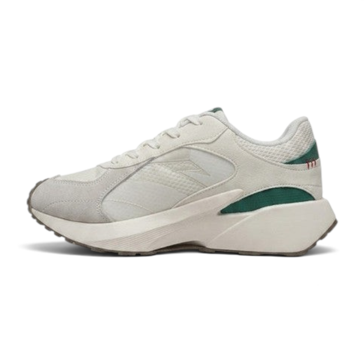 FRG Anta Heritage sneakers in beige and green with a retro-inspired design and thick white cushioned sole