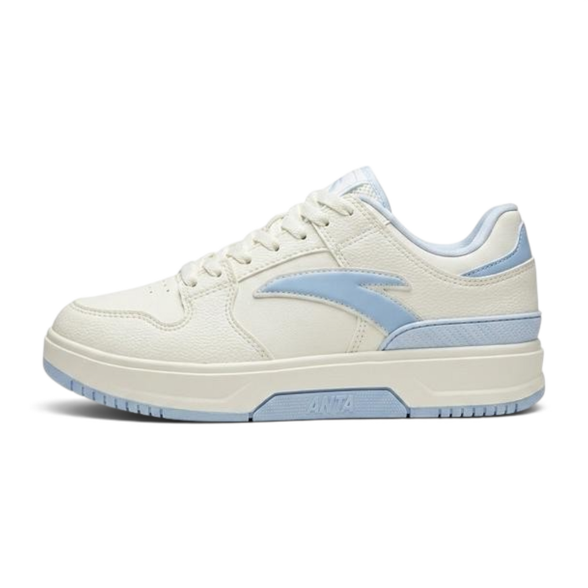 FRG ANTA X-Game platform sneaker in textured off-white leather with light blue accents on the sole and logo.