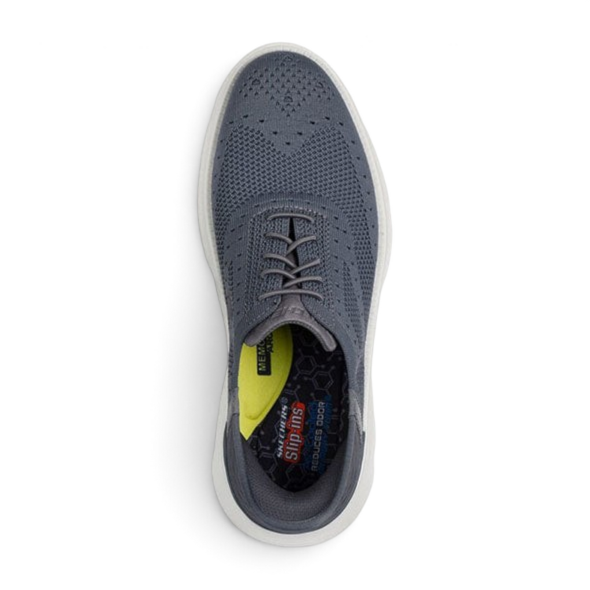FRG Skechers Garza Palma charcoal wingtip slip-in shoe with engineered knit upper and memory foam insole