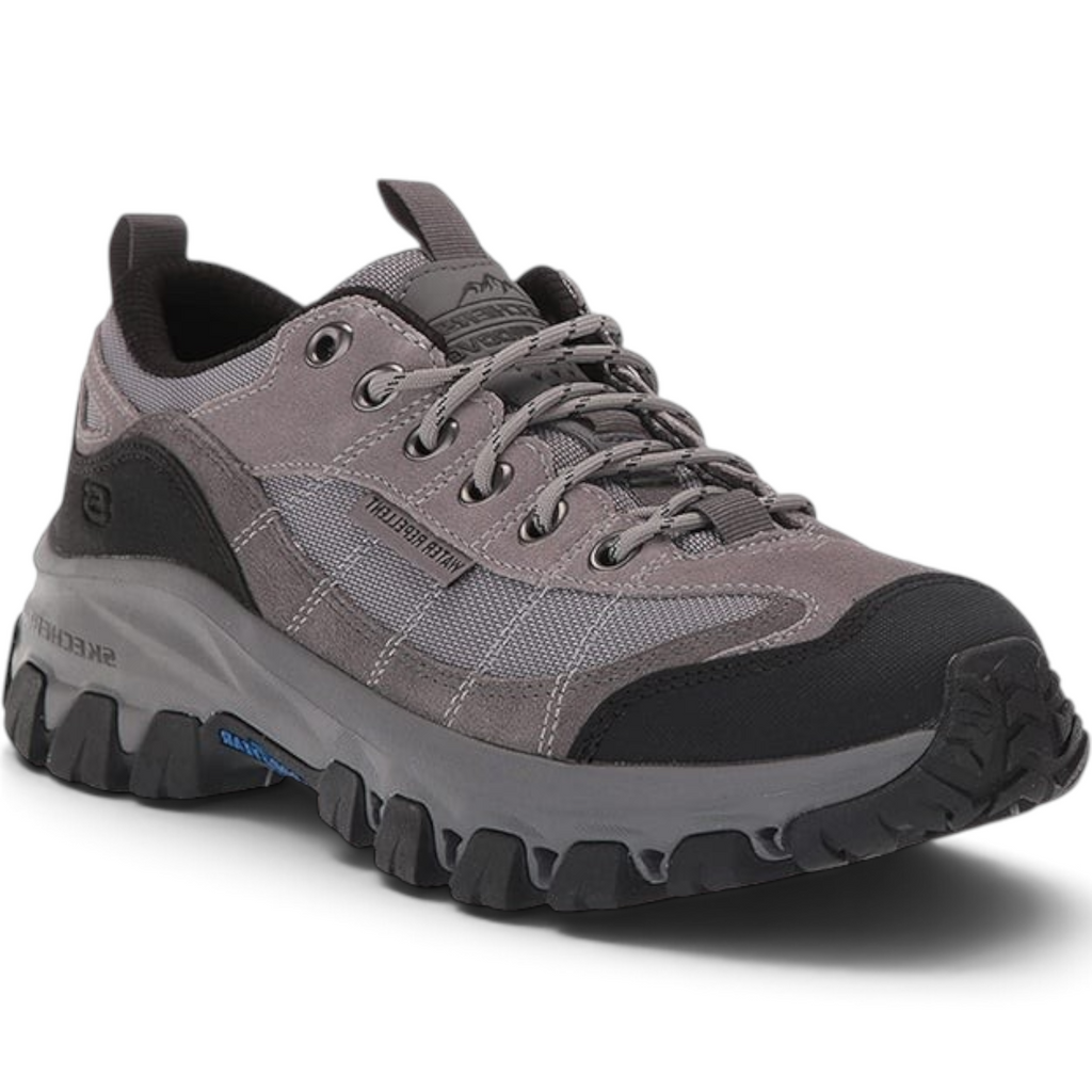 FRG Skechers Edgemont Art Oxford grey water-repellent hiking shoe with durable lug sole and suede mesh upper