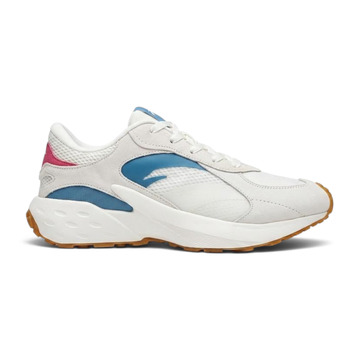 FRG ANTA casual sneaker in grey and white suede with mesh panels, sculpted midsole, and gum rubber outsole accents.