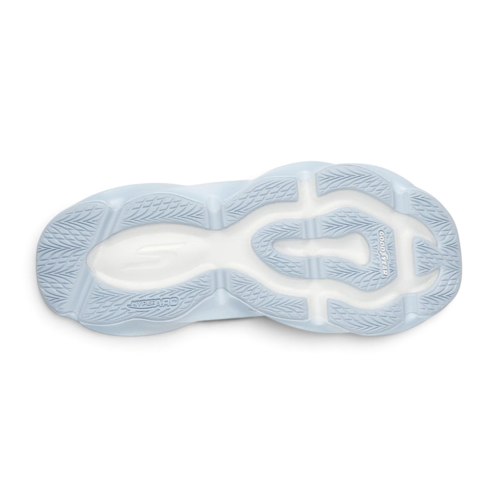 FRG Skechers Aero Burst running shoe light blue Goodyear performance outsole bottom view