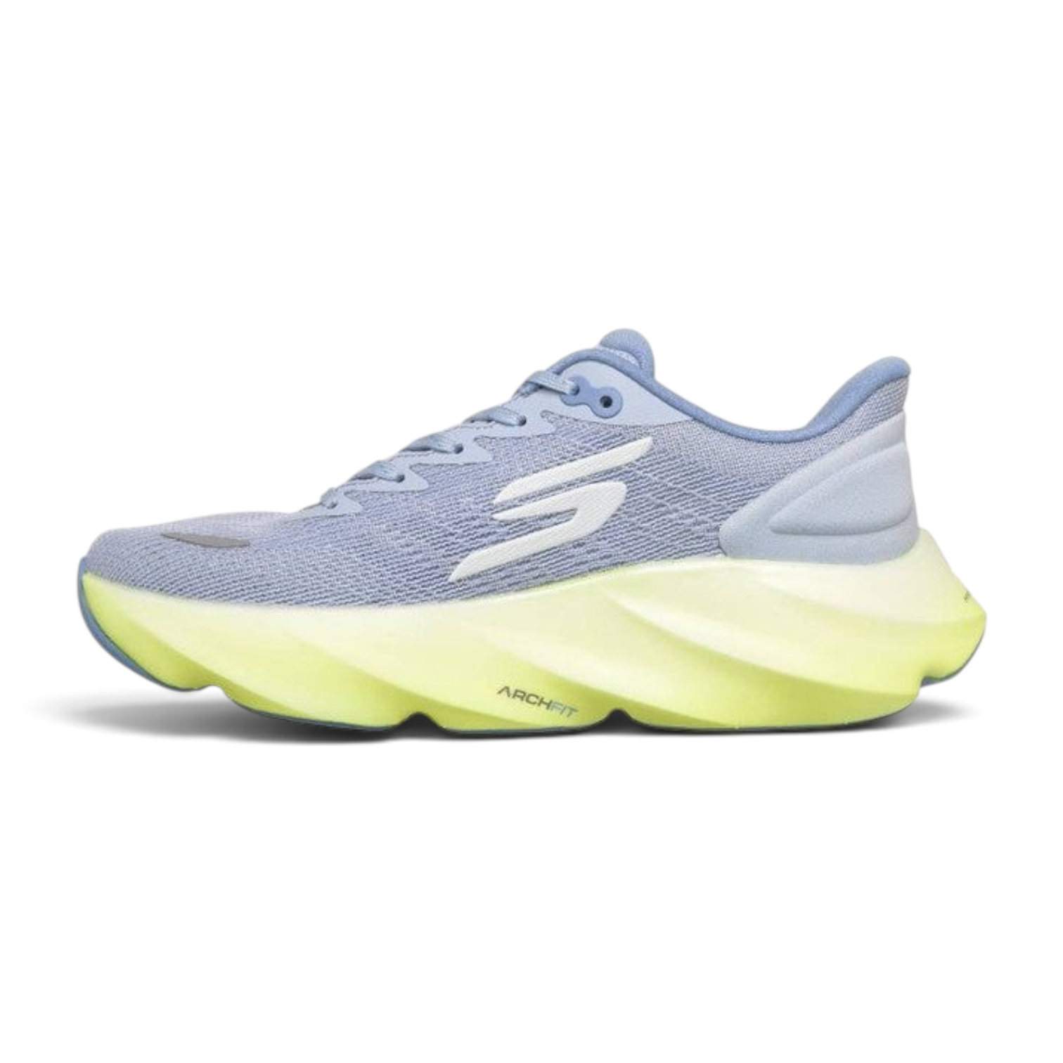 FRG Skechers Aero Burst running shoe in pink, white, and mint with a thick cushioned midsole and mesh upper.