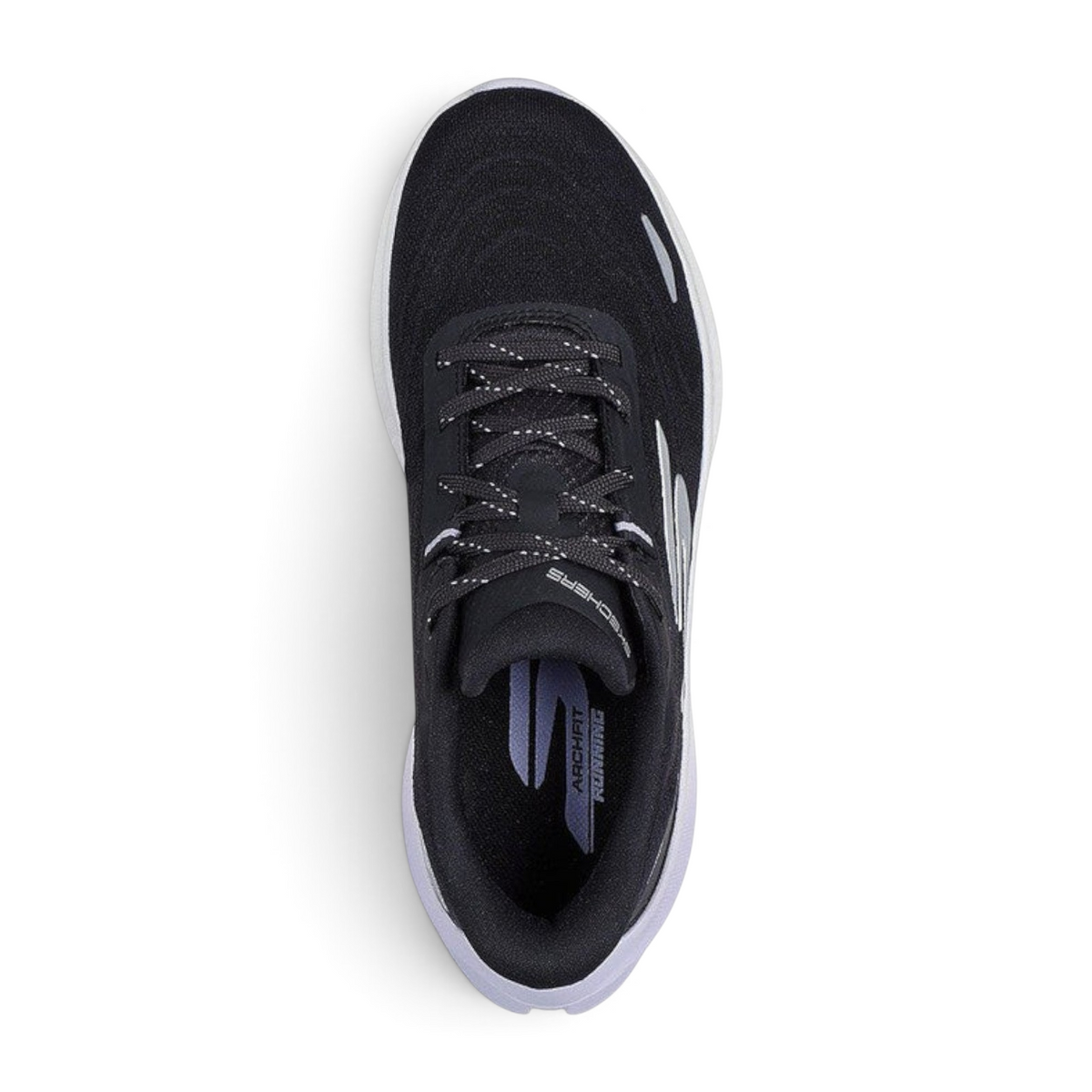 FRG Skechers Aero Spark performance trainer in black and purple with breathable mesh and Arch Fit insole top view
