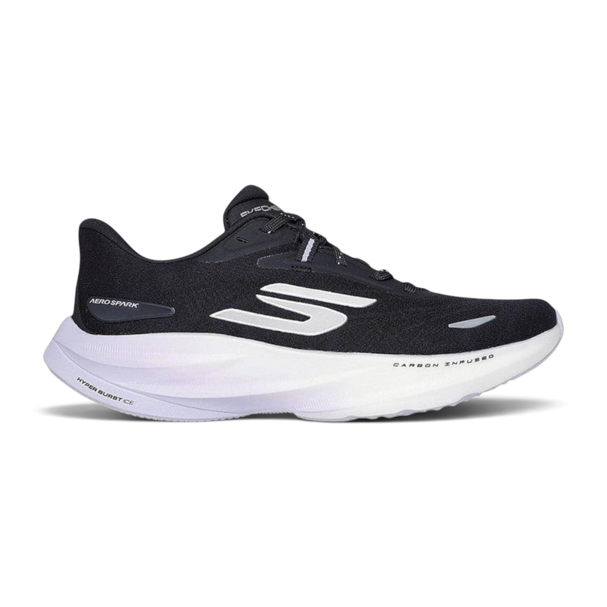 FRG Skechers Aero Spark performance trainer in black and purple with breathable mesh and thick white cushioned sole