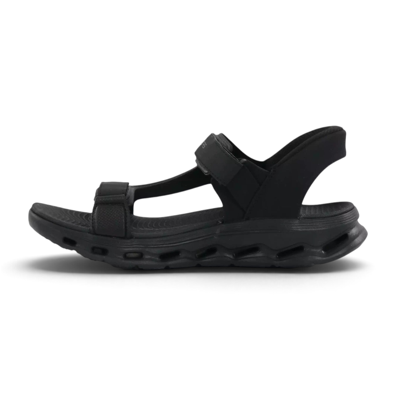FRG Skechers Go Walk Glide-Step 2.0 black slip-in sandal with adjustable straps and cushioned sole