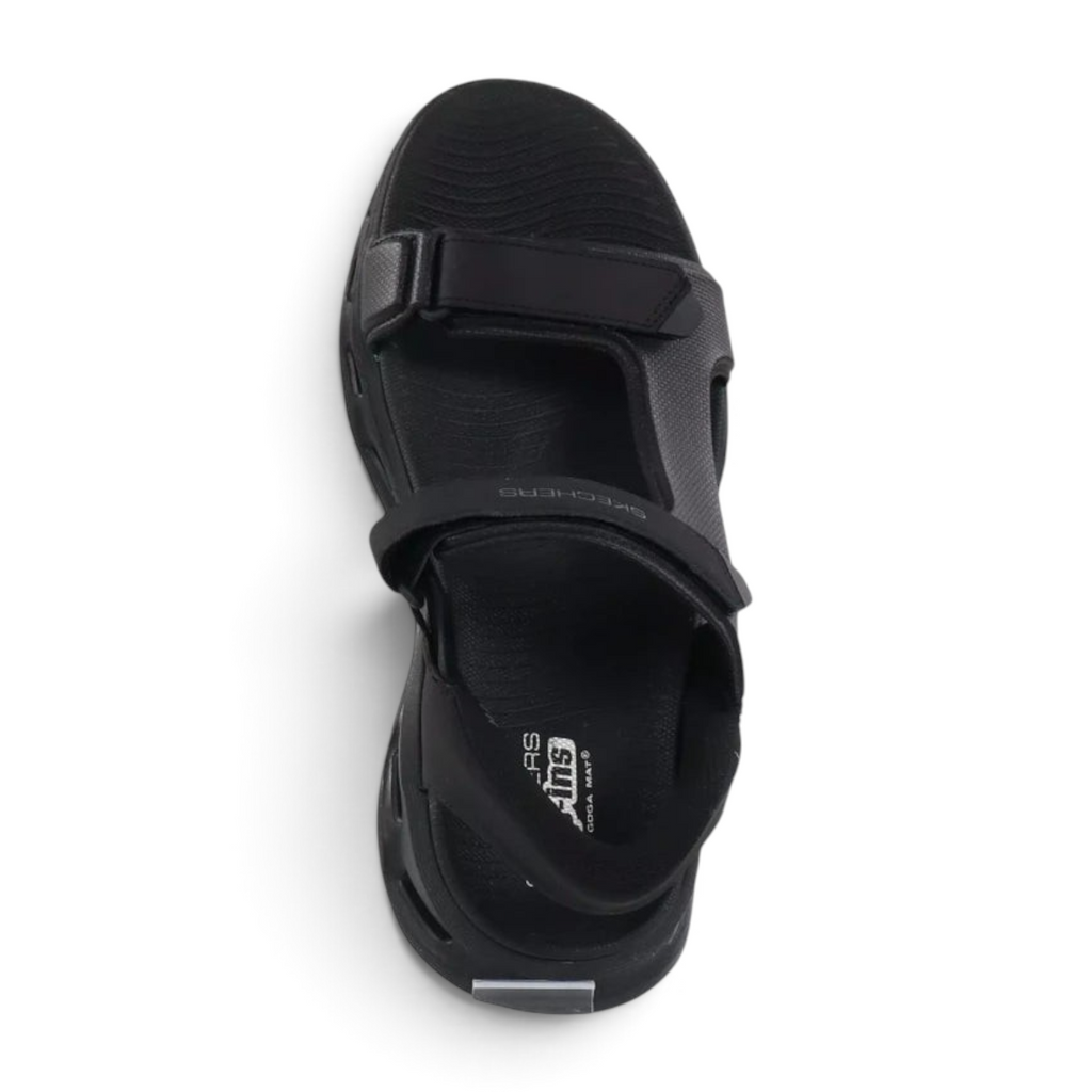 FRG Skechers Go Walk Glide-Step 2.0 black slip-in sandal with adjustable quarter straps and cushioned footbed