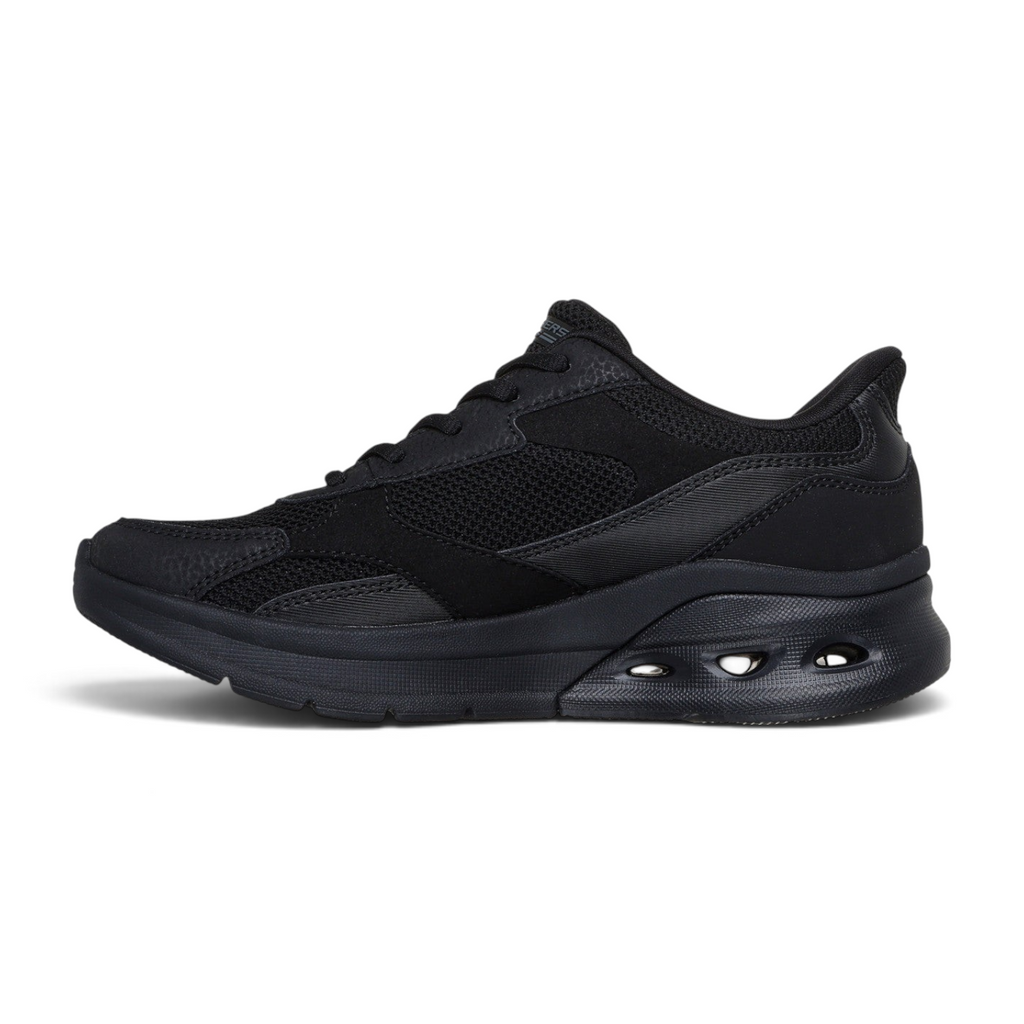 FRG Skechers BOBS Arc Waves 2.0 black slip-in sneaker with cushioned sole and breathable mesh upper