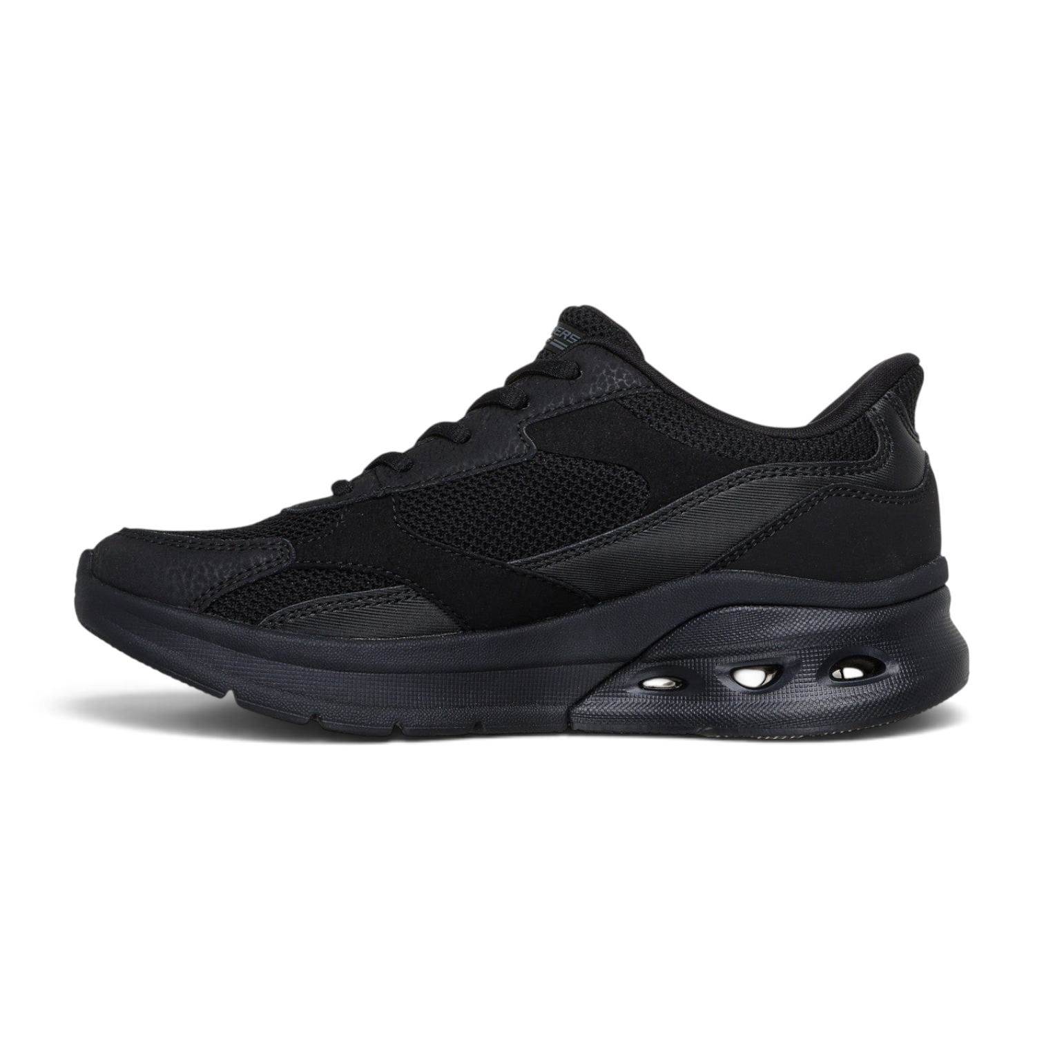 FRG Skechers BOBS Arc Waves 2.0 black slip-in sneaker with cushioned sole and breathable mesh upper