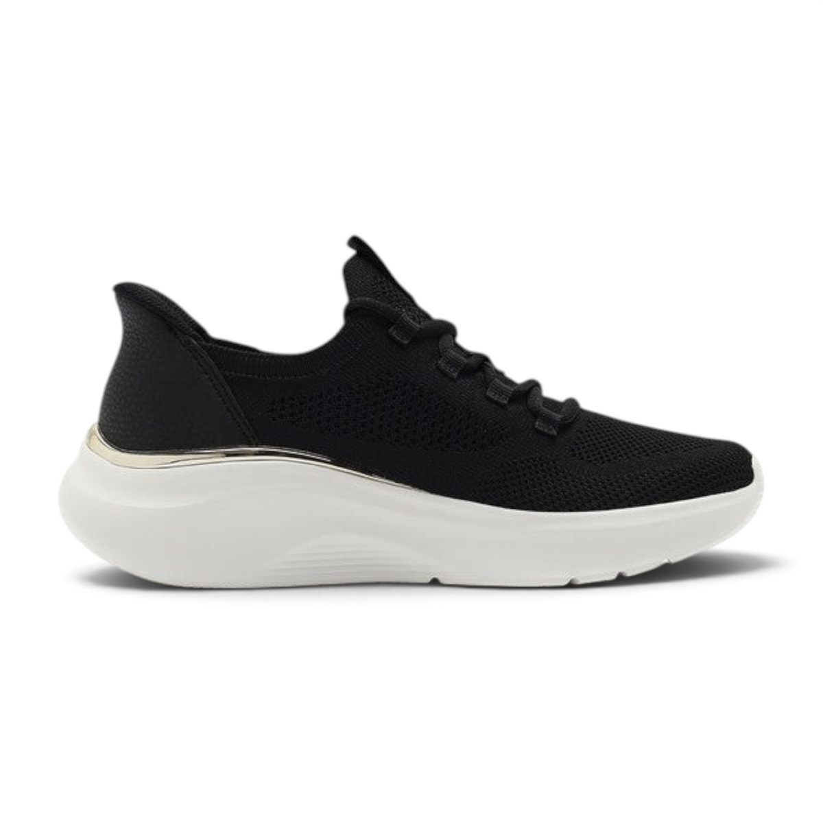 FRG Skechers BOBS B Love True Delight black vegan slip-on sneaker with white cushioned sole and knit upper