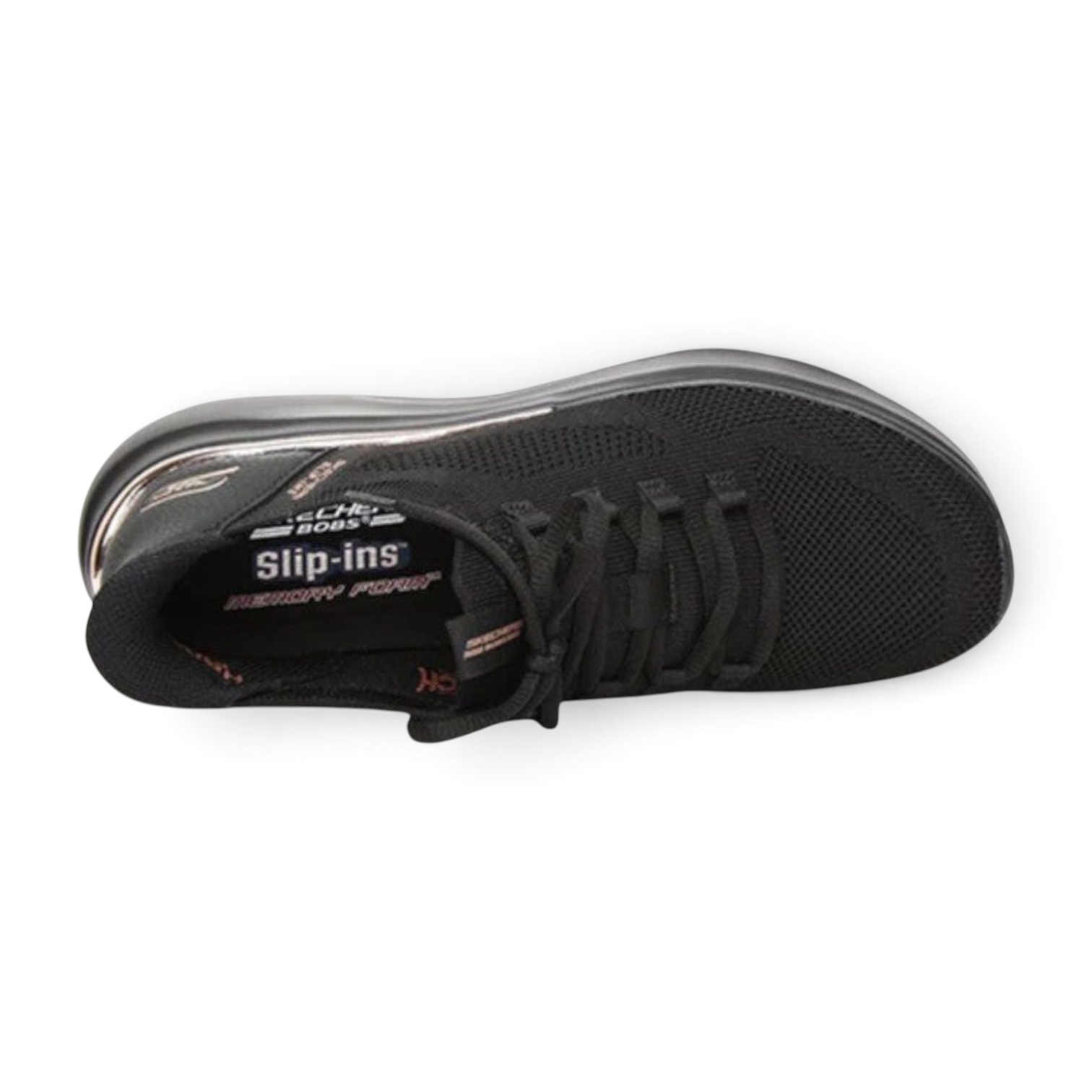 FRG Skechers BOBS B Love True Delight black vegan slip-on sneaker with engineered knit upper and memory foam insole