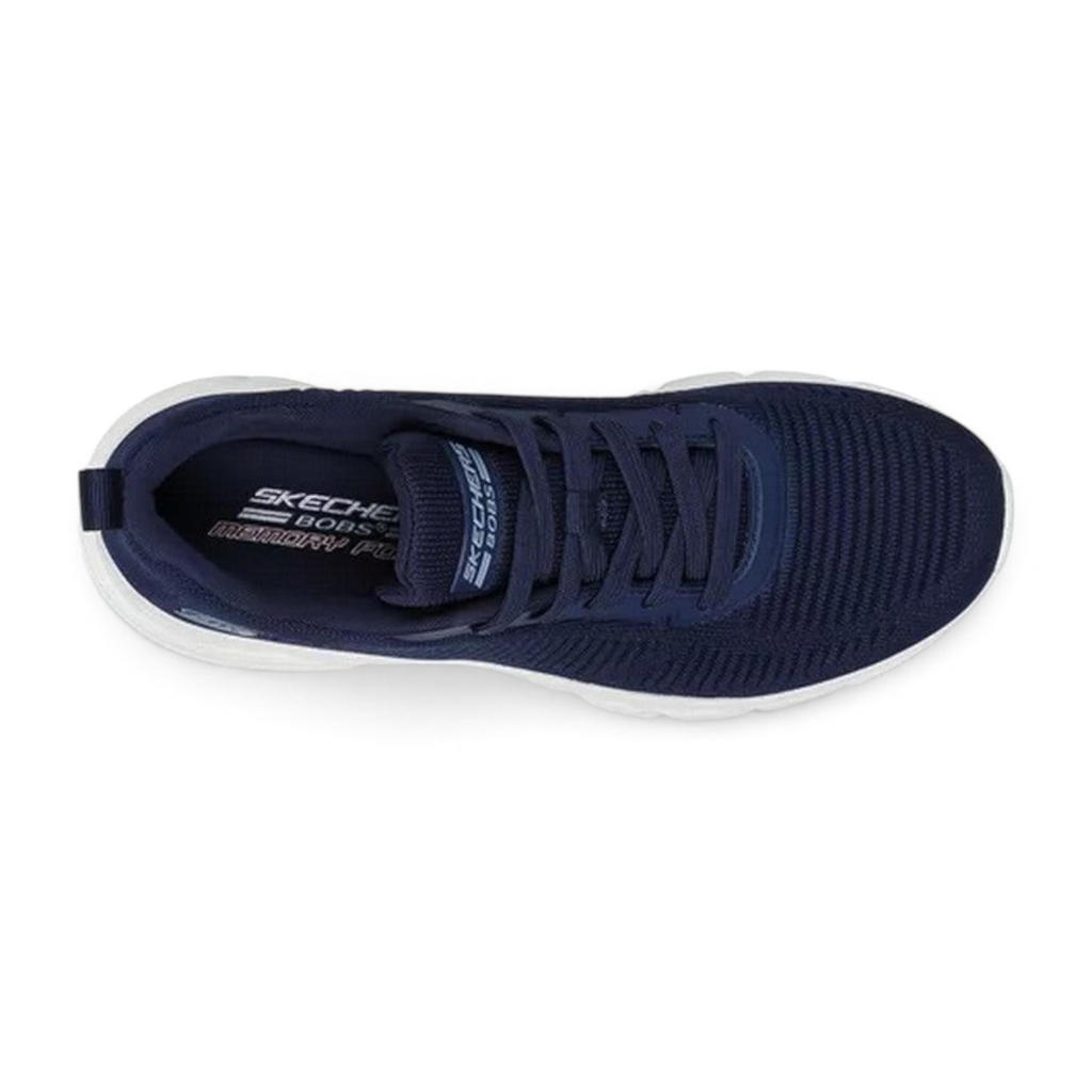 FRG Skechers BOBS Sport B Flex high-top sneaker in navy knit with lace-up closure and memory foam insole