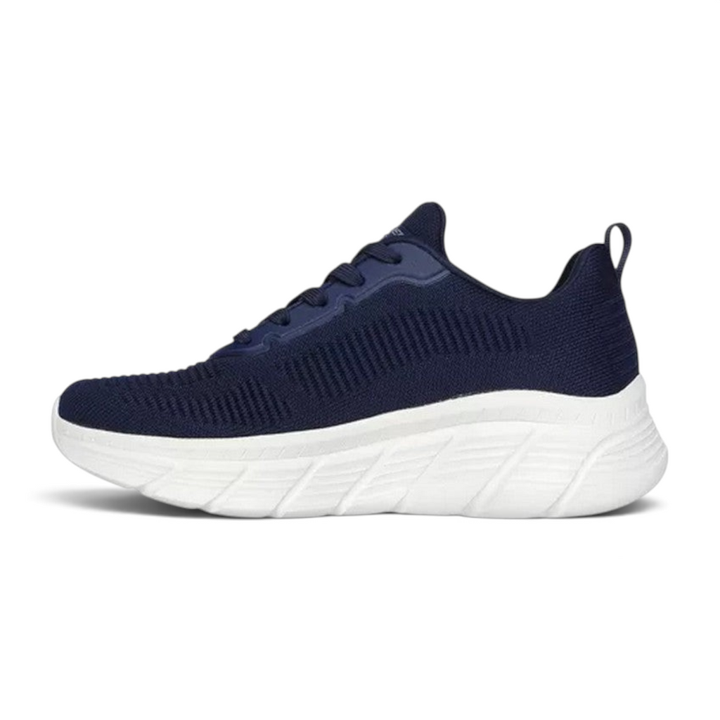 FRG Skechers BOBS Sport B Flex high-top sneaker in navy knit with a thick white cushioned sole