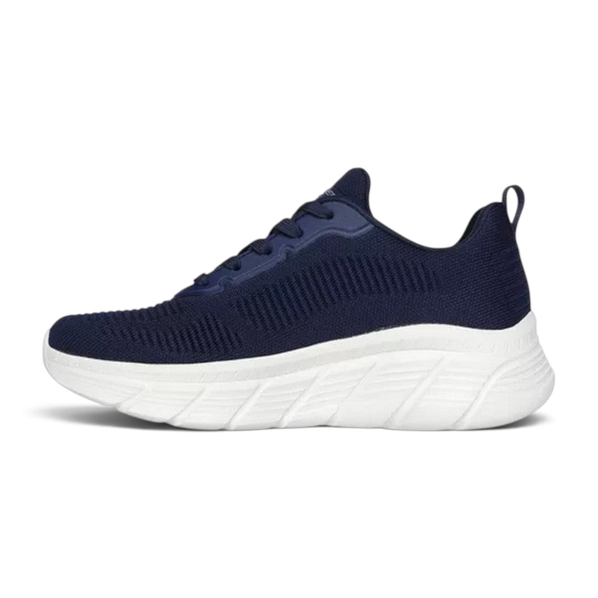 FRG Skechers BOBS Sport B Flex high-top sneaker in navy knit with a thick white cushioned sole