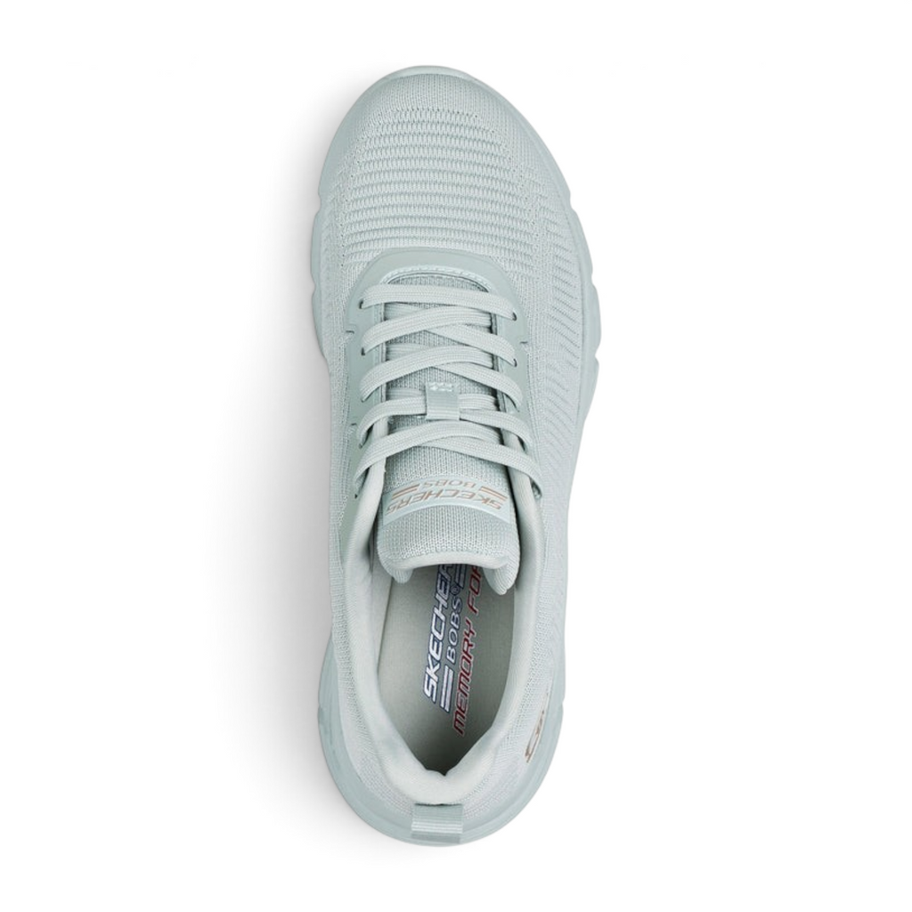 FRG Skechers BOBS Sport B Flex high-top sneaker in sage green knit fabric with memory foam cushioned insole