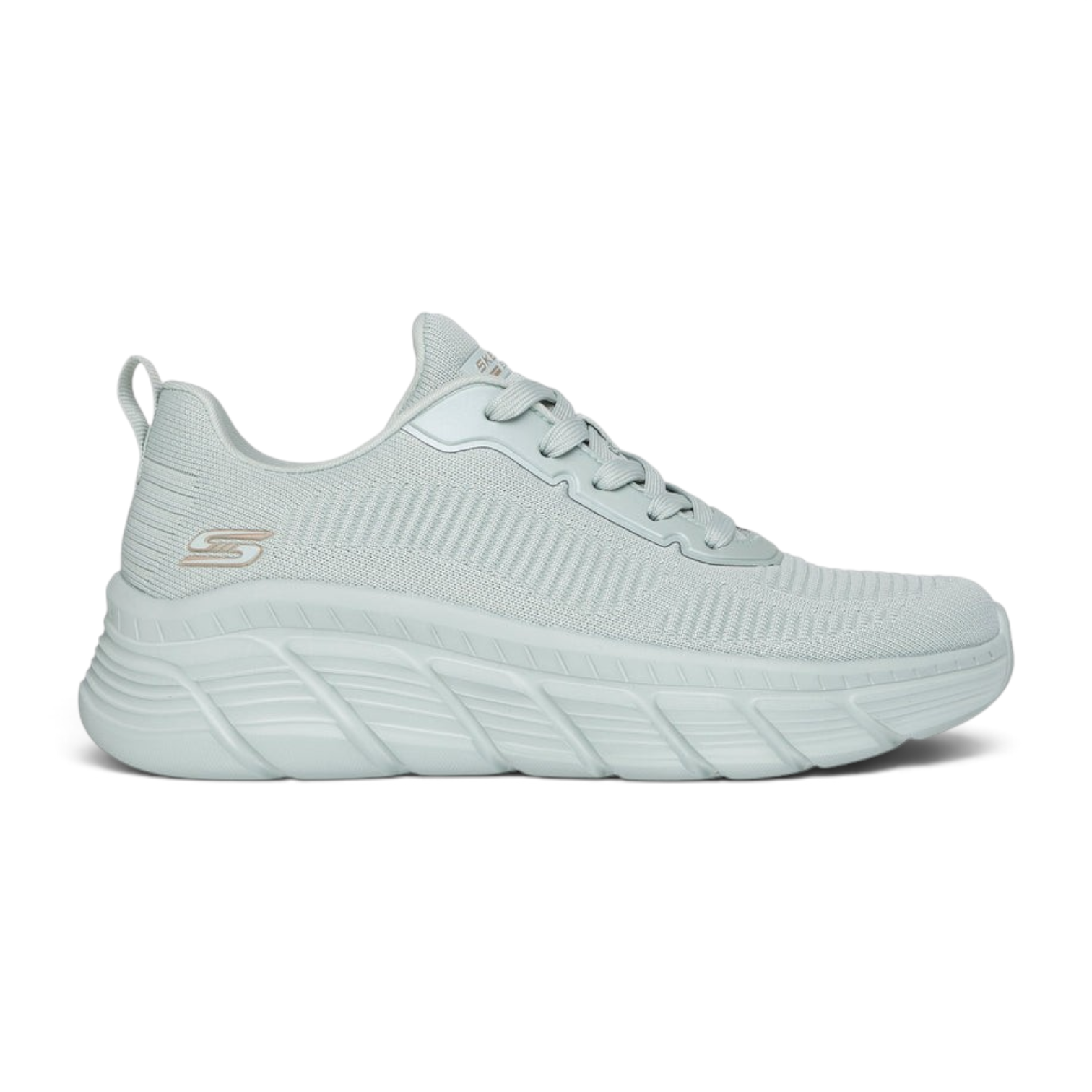 FRG Skechers BOBS Sport B Flex high-top sneaker in sage green vegan knit with memory foam sole