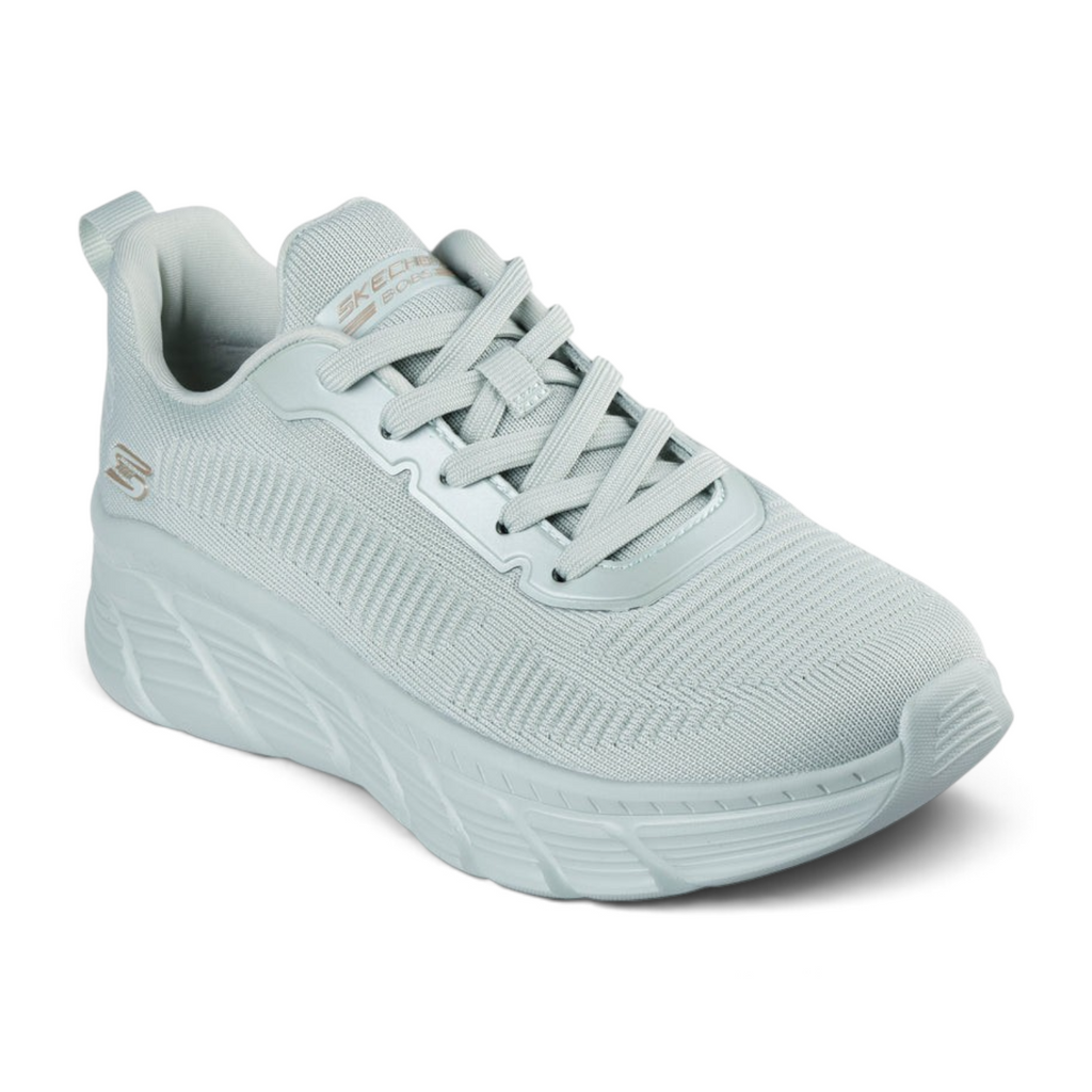 FRG Skechers BOBS Sport B Flex sage green vegan knit high-top sneaker with memory foam sole