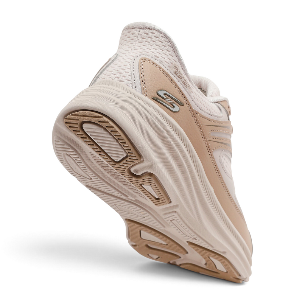 FRG Skechers BOBS Skillz Too slip-in sneaker in natural mesh with cushioned memory foam sole and lace-up detail