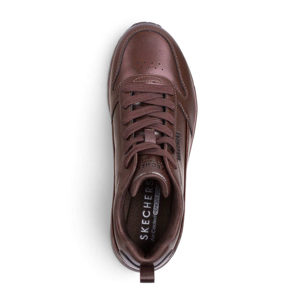 FRG Skechers Street Uno Galactic Gal chocolate brown metallic lace-up sneaker with cushioned insole