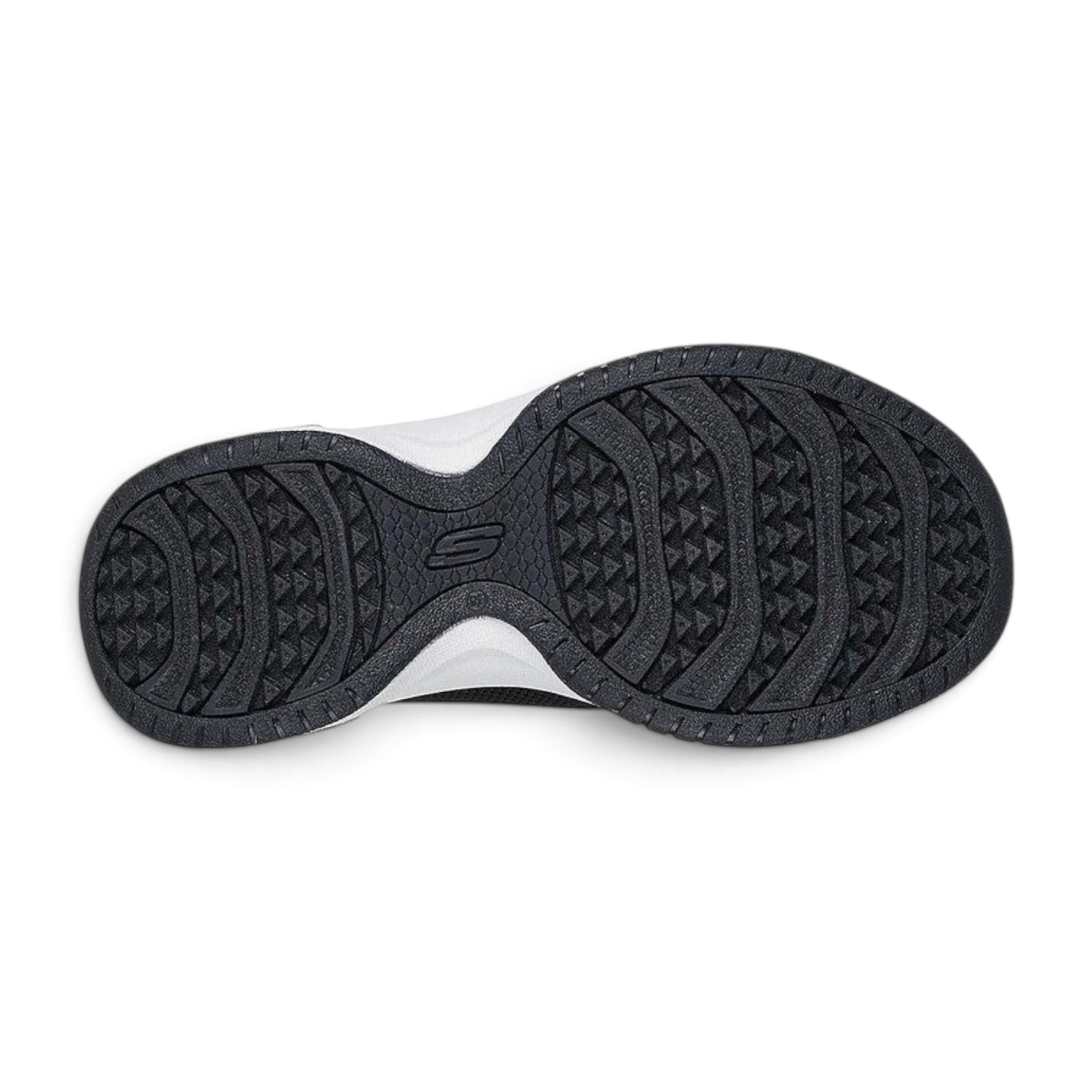 FRG Skechers Commute Time women's shoe black rubber outsole with textured grip pattern and white midsole detail