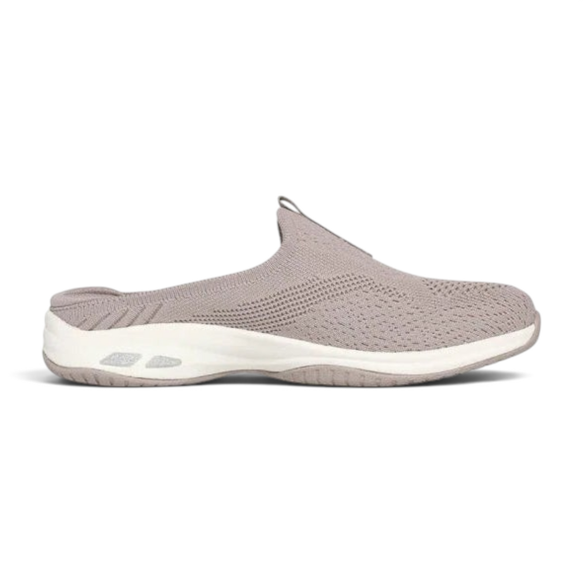 FRG Skechers Commute Time Walk Flow taupe slip-on mule with a breathable textile upper and white cushioned sole