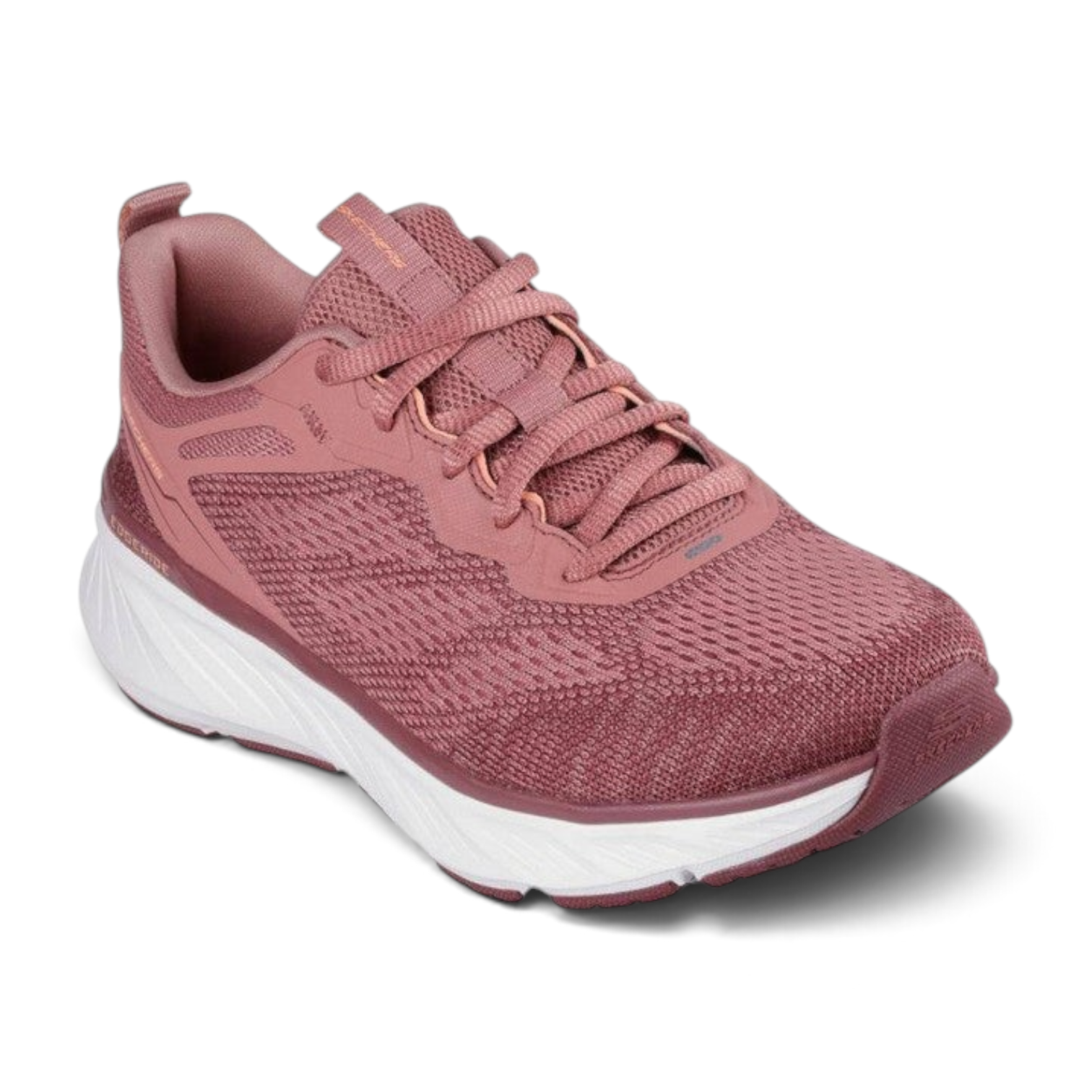 FRG Skechers Edgeride Power Flow dark mauve vegan athletic sneaker with knit upper and cushioned white midsole