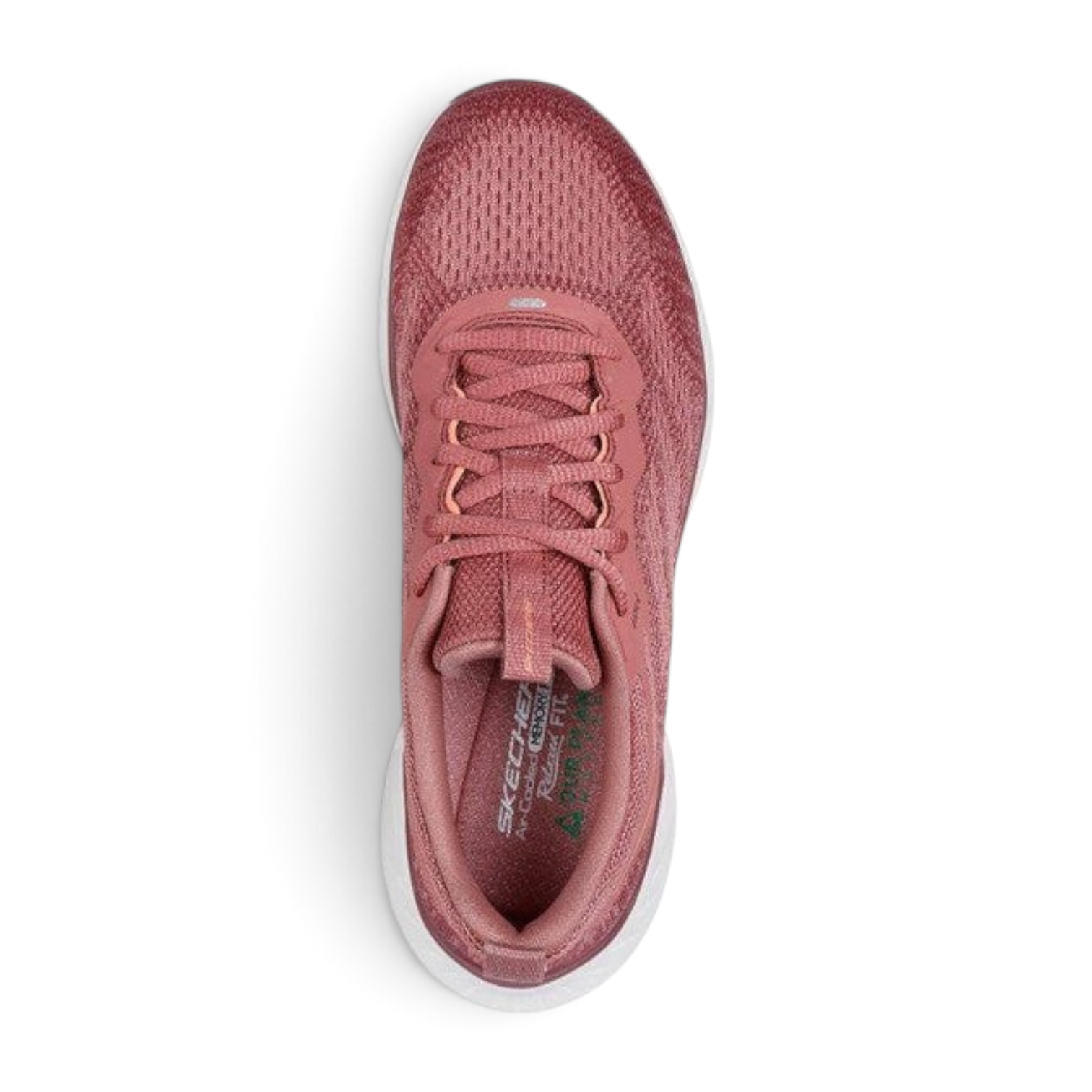 FRG Skechers Edgeride Power Flow athletic shoe in dark mauve with lace-up knit upper and white cushioned midsole