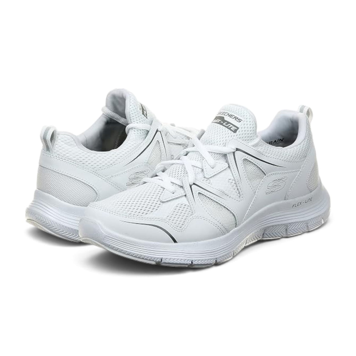 FRG Skechers Flex Advantage 4.0 men's white athletic sneakers with breathable mesh and lightweight cushioned soles