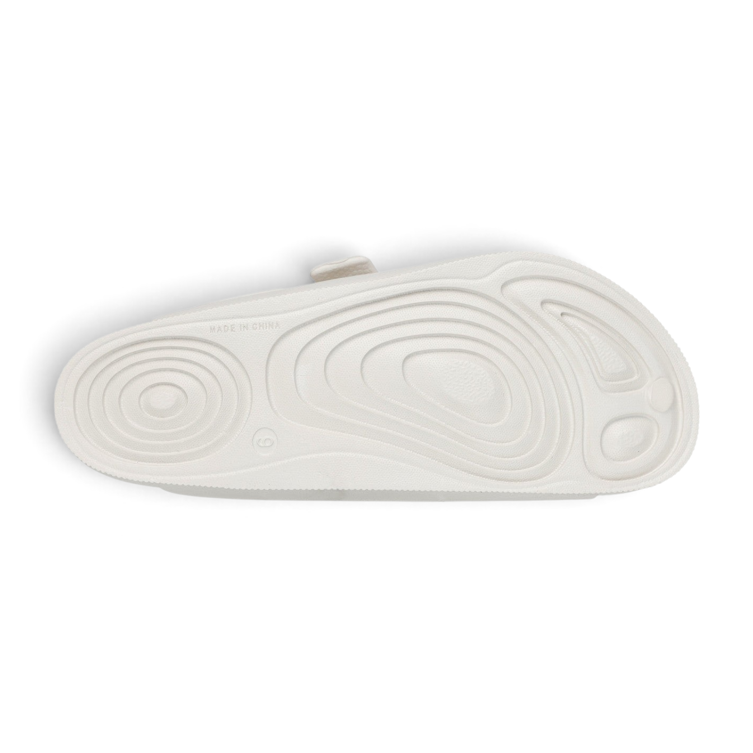 FRG Skechers Foamies Arch Fit Cali Surf slide in off white showing the contoured textured sole pattern