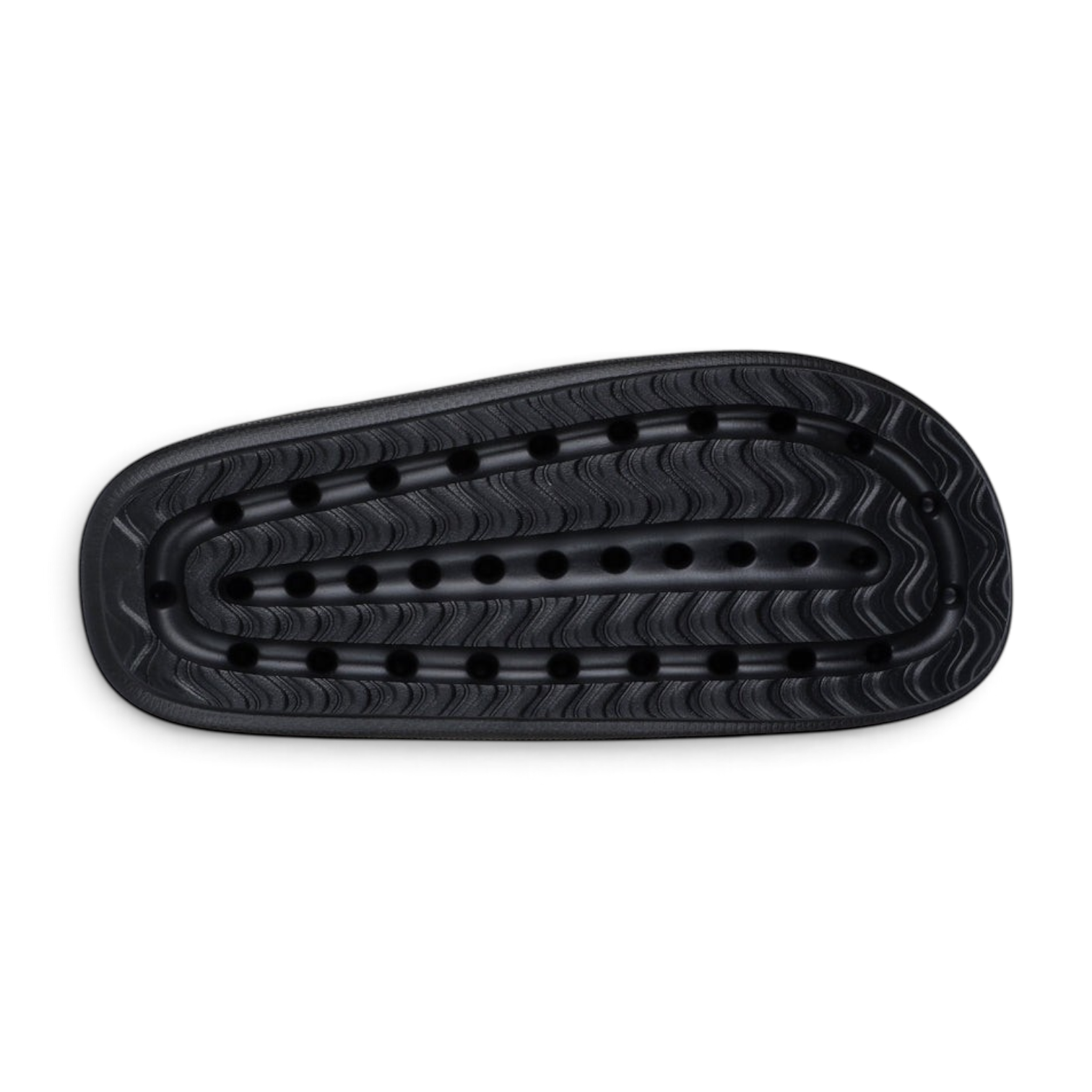 FRG Skechers Foamies Arch Fit Horizon Wind Down black slide sandal footbed with textured arch support and perforations