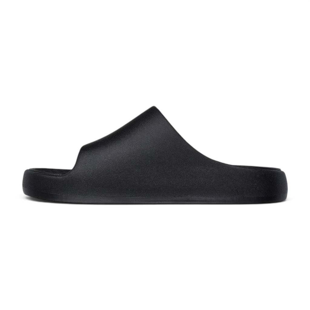 FRG Skechers Foamies Precision Elite black vegan slide with a sculpted upper and cushioned footbed