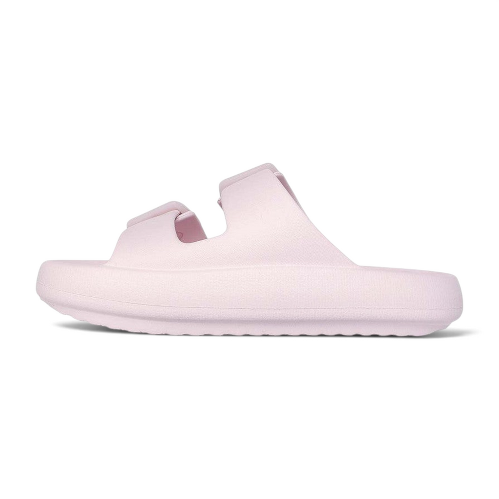 FRG Skechers Foamies Arch Fit Horizon Wind Down blush pink dual-band slide sandal with podiatrist-certified support