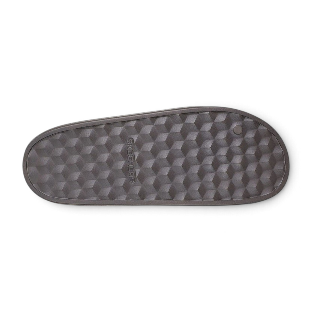 FRG Skechers Foamies Precision Elite slide in khaki featuring a sculpted geometric textured footbed