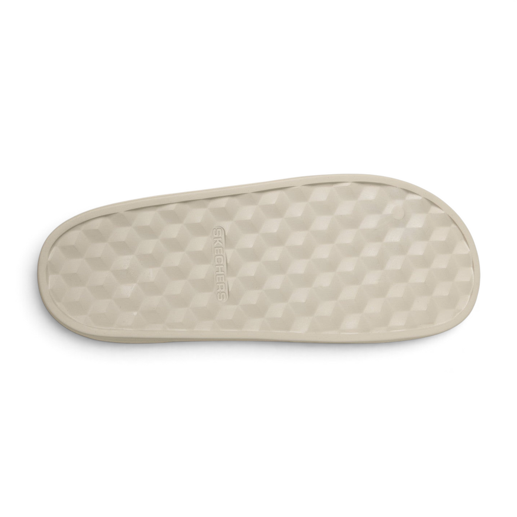 FRG Skechers Foamies Precision Elite slide in natural beige with a textured geometric tread pattern on the sole