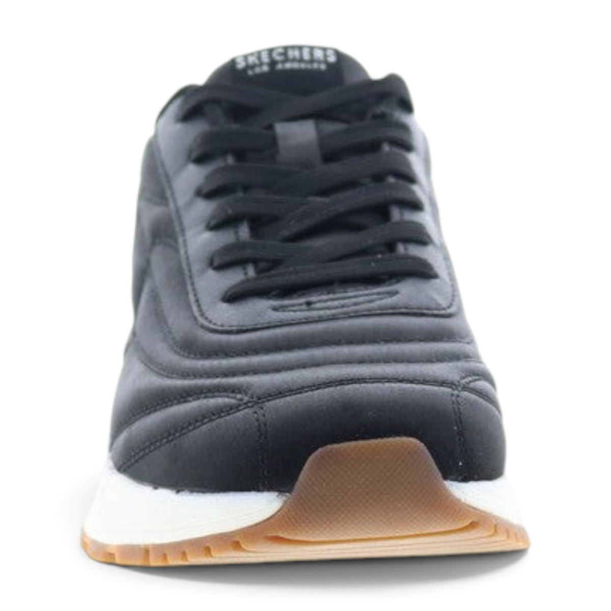 FRG Skechers Fury Plush Waves black lifestyle sneaker with a white midsole and gum rubber outsole