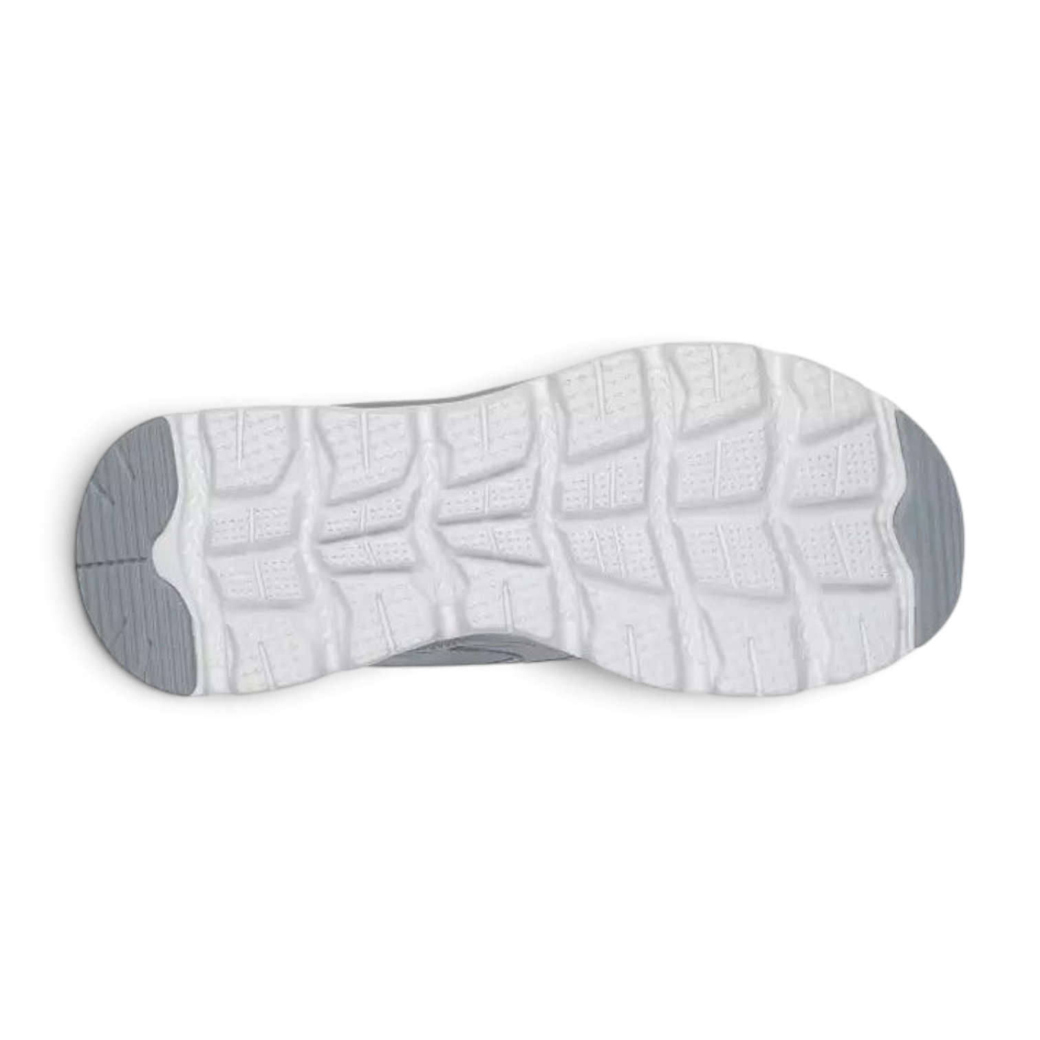 FRG Skechers Glide-Step light gray sneaker outsole showing the flexible tread pattern for traction and support