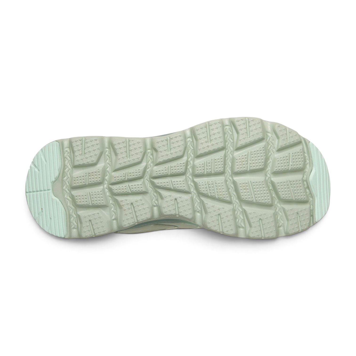 FRG Skechers Glide-Step green sneaker outsole with textured tread pattern for traction and shock absorption