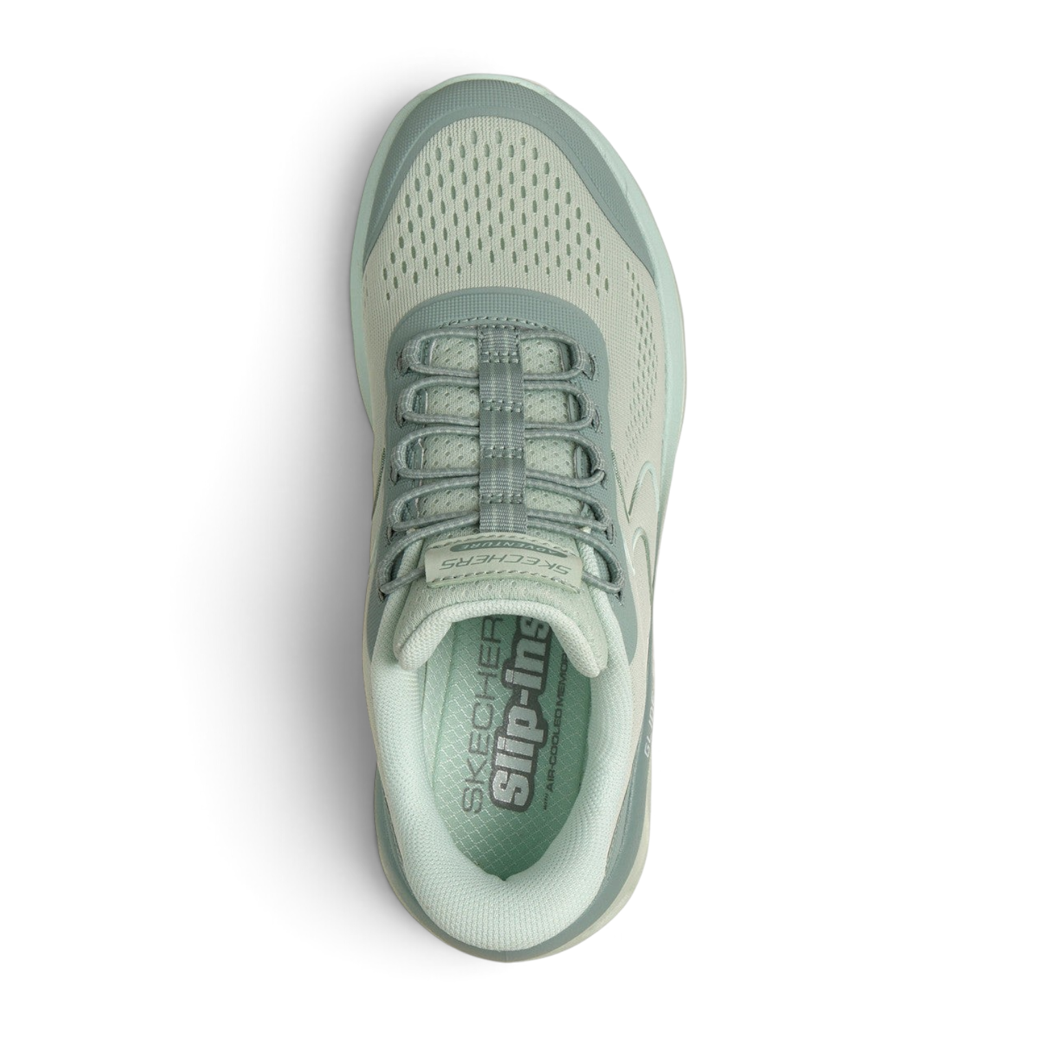 FRG Skechers Glide-Step green breathable mesh walking sneaker with cushioned midsole and slip-in design