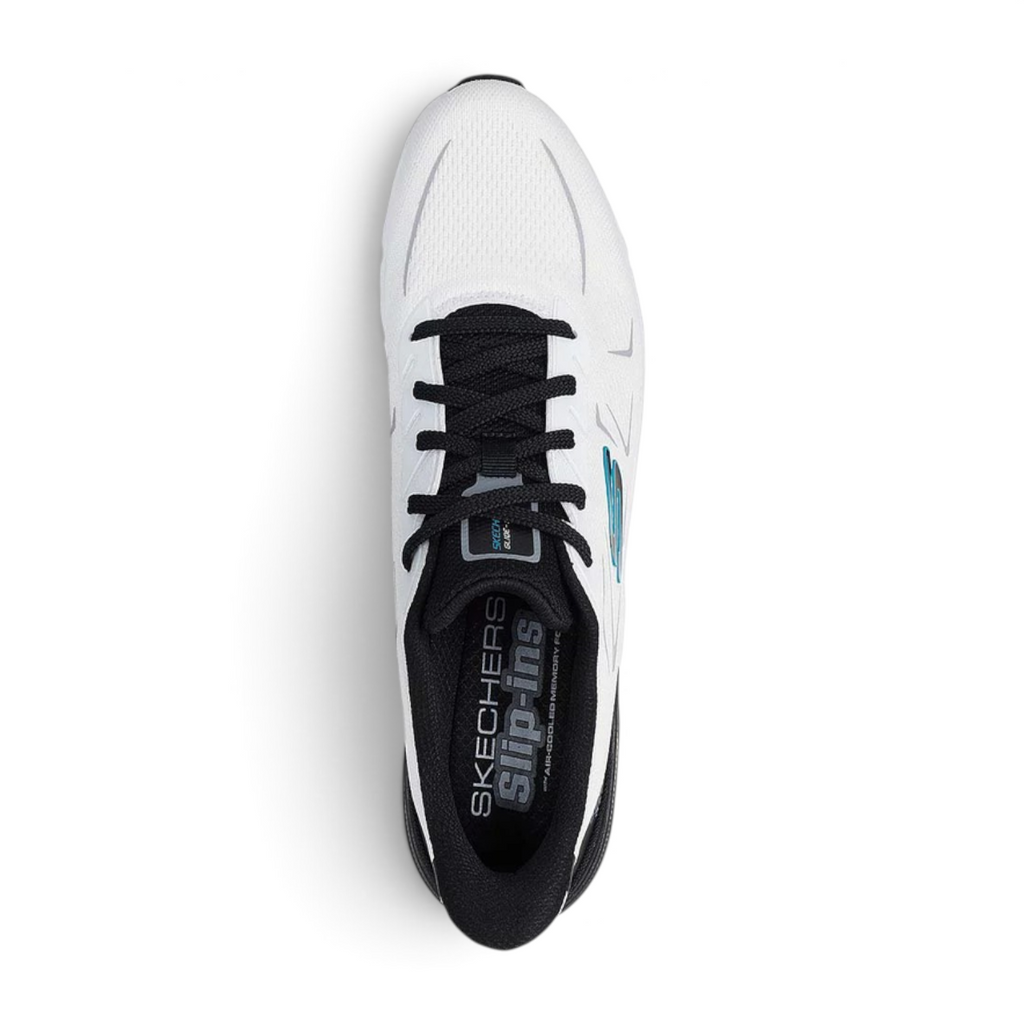 FRG Skechers Glide-Step Pro Vextra white and black mesh slip-on sneaker with geometric midsole cushioning