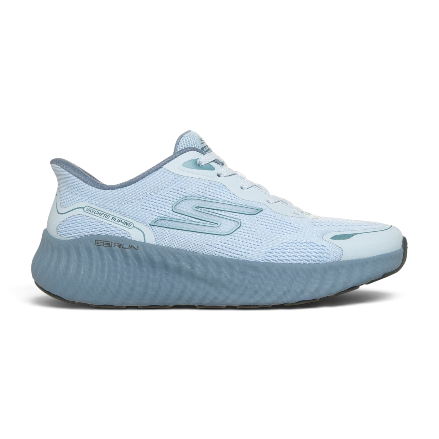 FRG Skechers GO Run Now Regent light blue breathable hands-free running shoe with cushioned sole