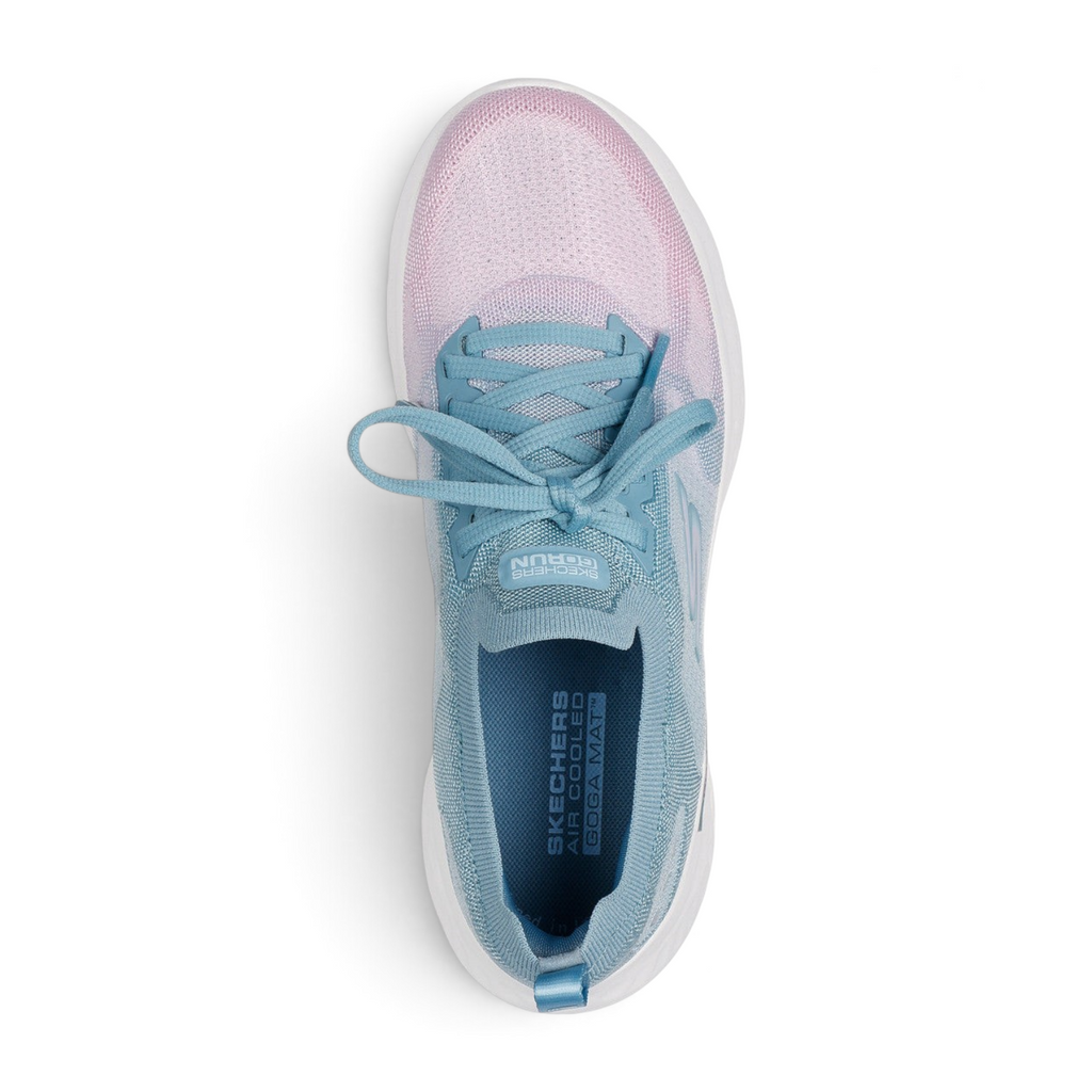 FRG Skechers GO Run Lite running shoe in light blue and pink with breathable mesh and responsive cushioning