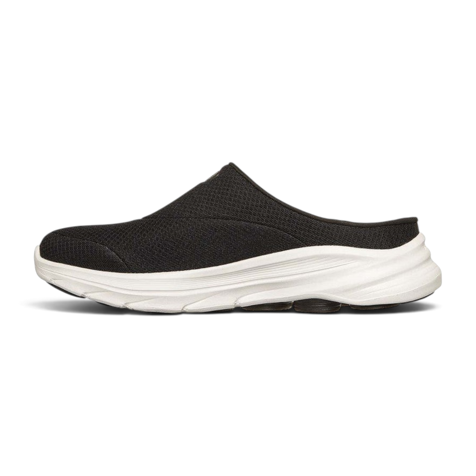 FRG Skechers GO WALK 8 Jackie black vegan open-back slip-on shoe with athletic mesh upper and white cushioned sole