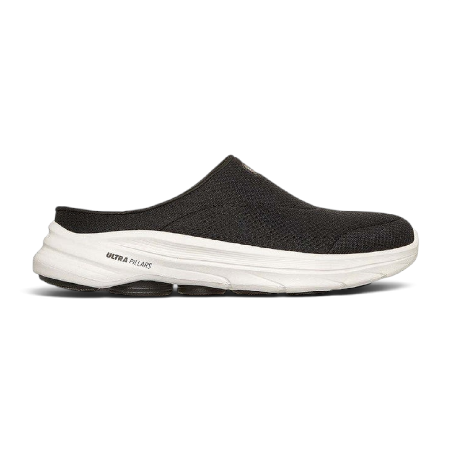 FRG Skechers GO WALK 8 Jackie black vegan open-back slip-on shoe with athletic mesh upper and white cushioned sole