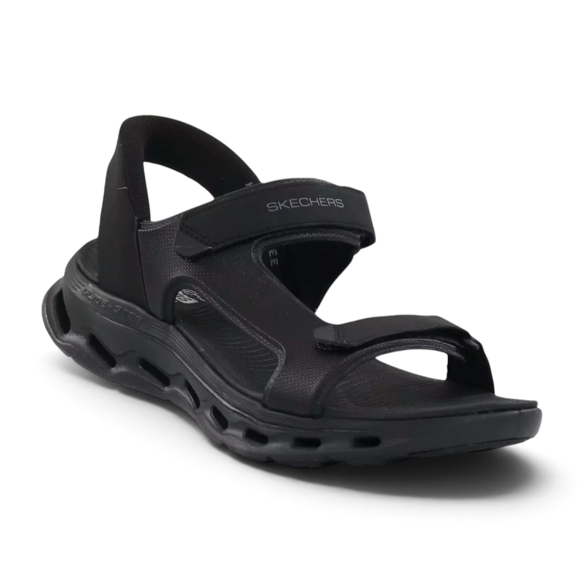 FRG Skechers Go Walk Glide-Step 2.0 black slip-in sandal with adjustable quarter straps and cushioned sole