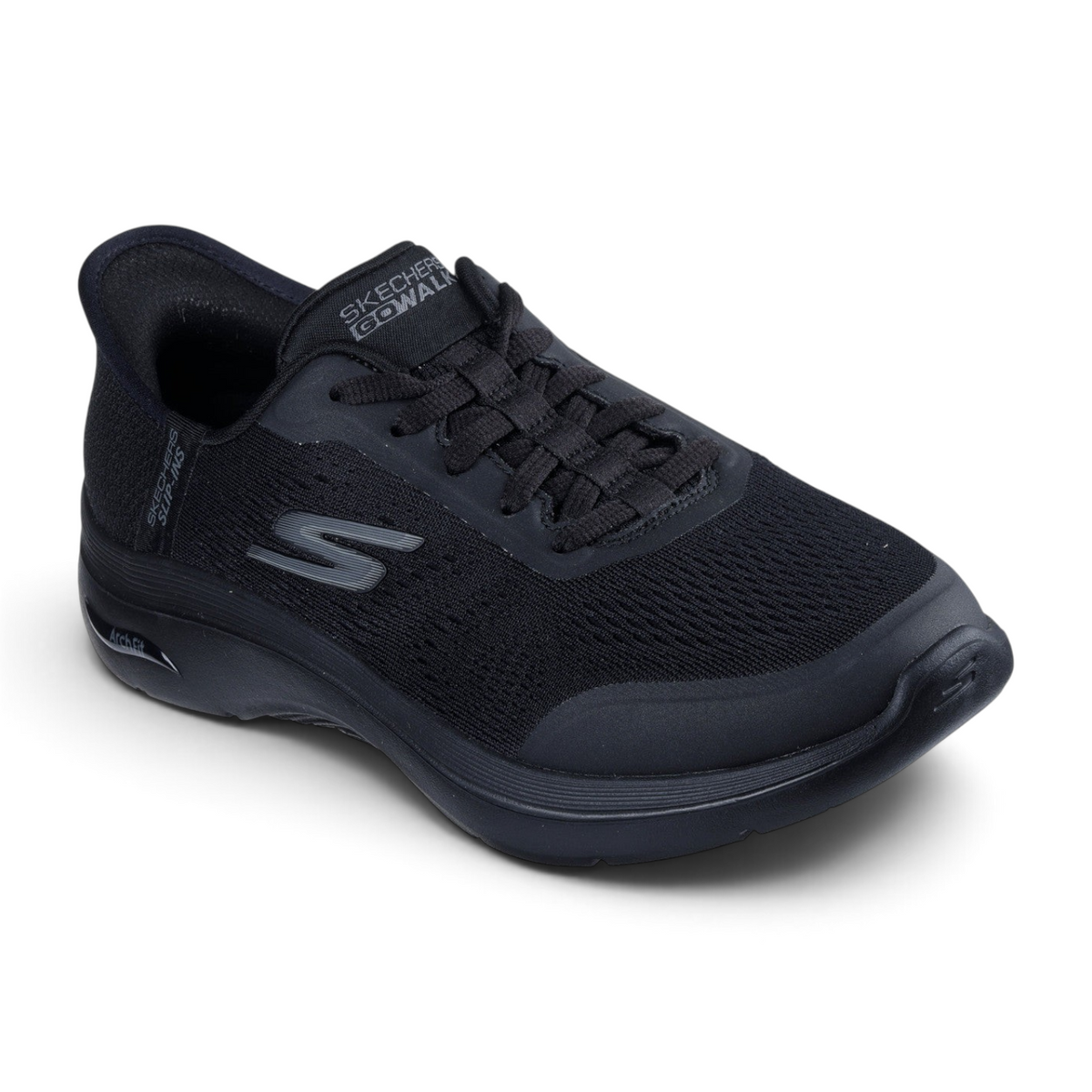 FRG Skechers GO Walk Arch Fit 2.0 Valencia black knit slip-in walking shoe with arch support