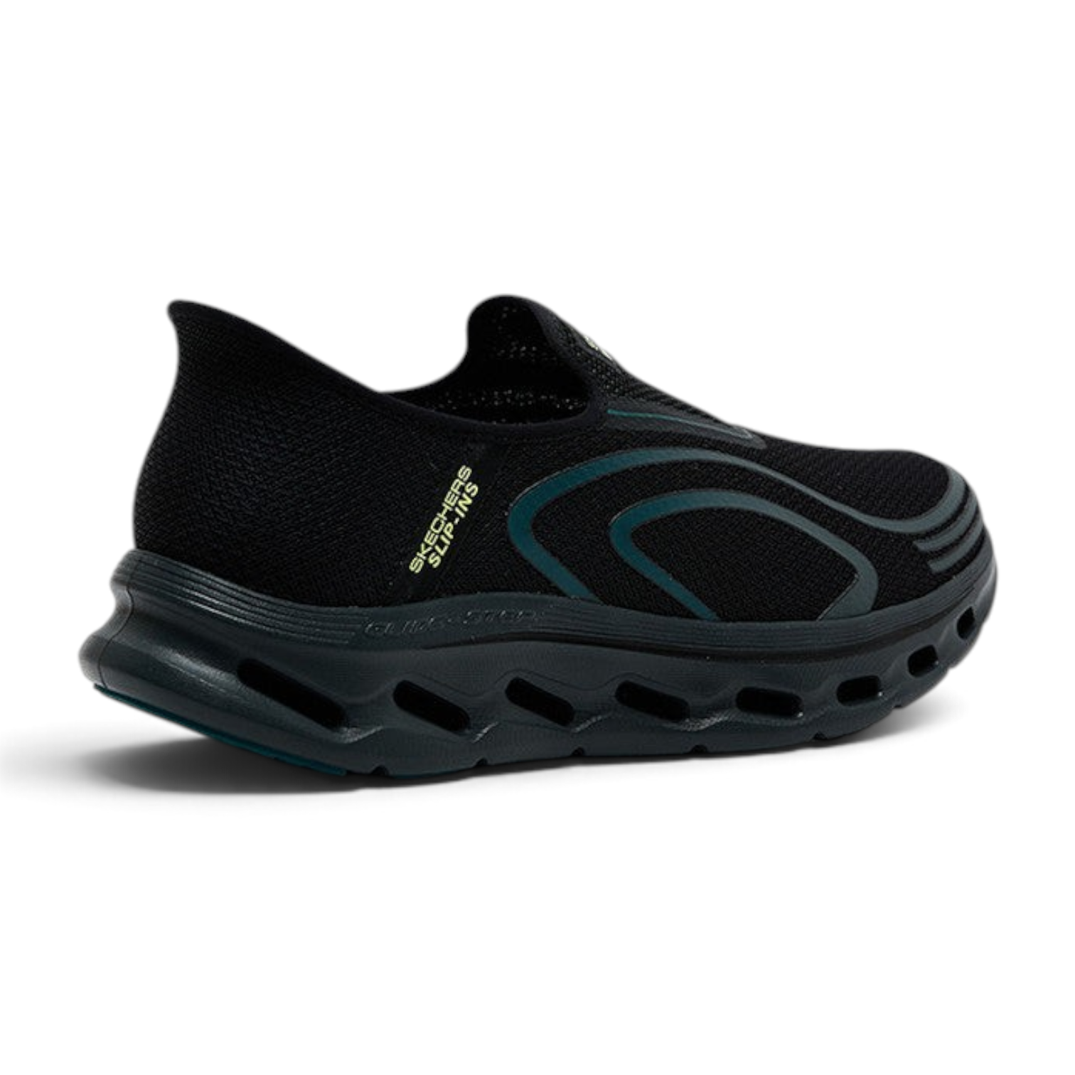 FRG Skechers GO Walk Glide-Step 2.0 black hands-free walking shoe with a cushioned geometric sole