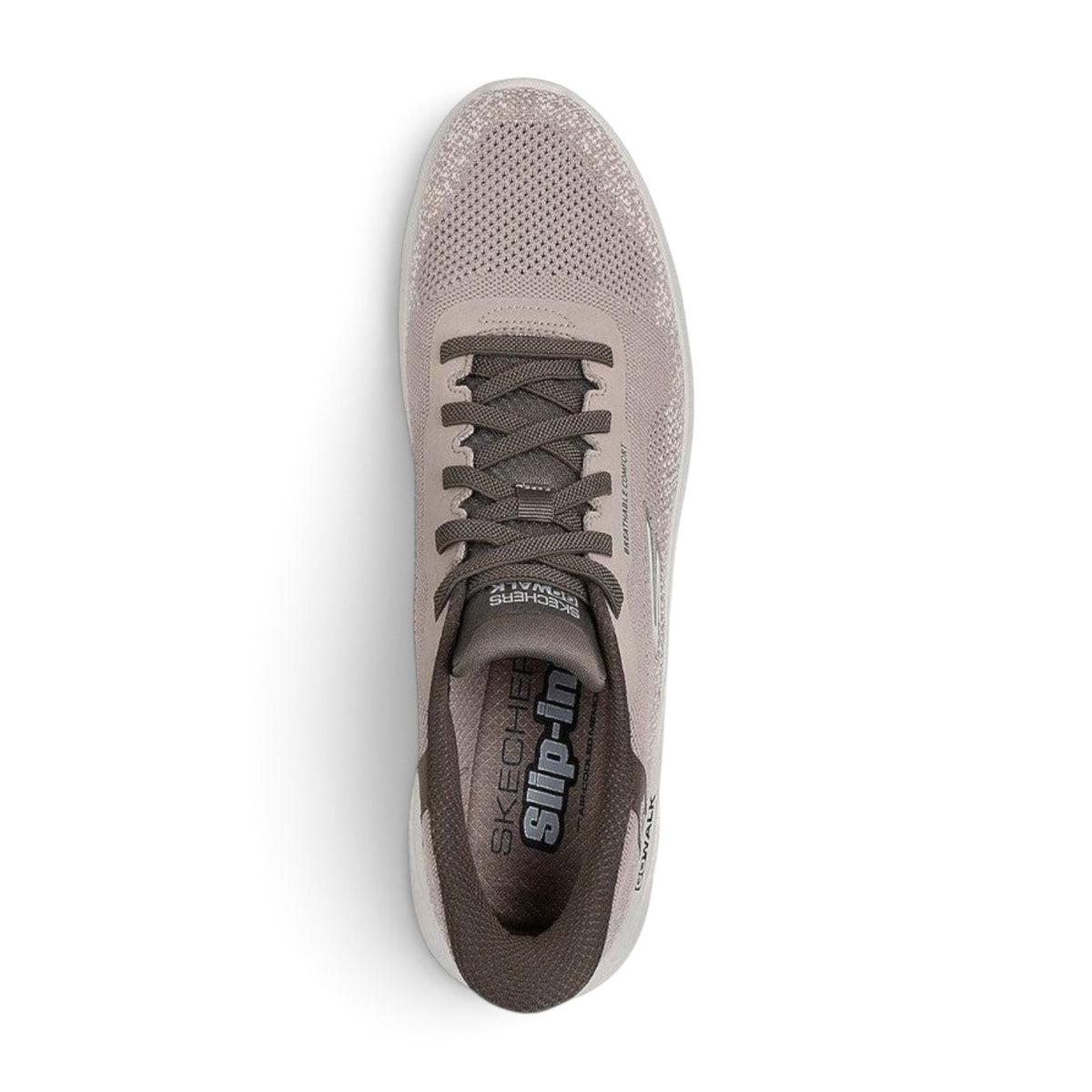 FRG Skechers GO WALK Flex Palomo taupe slip-on walking shoe with breathable knit upper and stretch laces