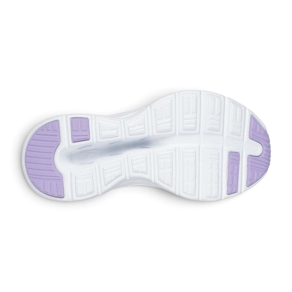 FRG Skechers GO WALK Glide-Step 2.0 white and lavender walking shoe outsole with traction pattern