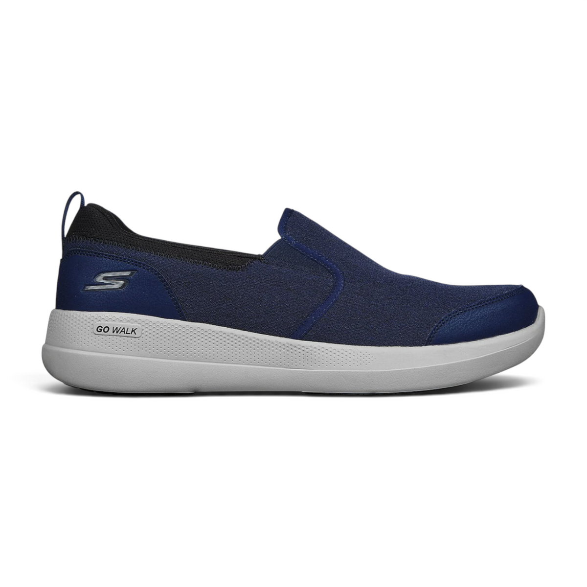 FRG Skechers GO Walk Stability slip-on walking shoe in navy and black with a lightweight grey cushioned sole