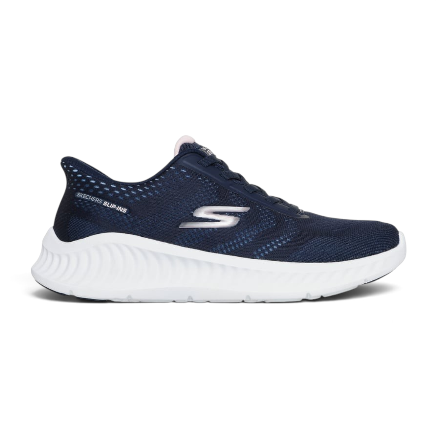 FRG Skechers GO WALK Now Khloe navy and white slip-in walking shoe with engineered mesh upper and white sole